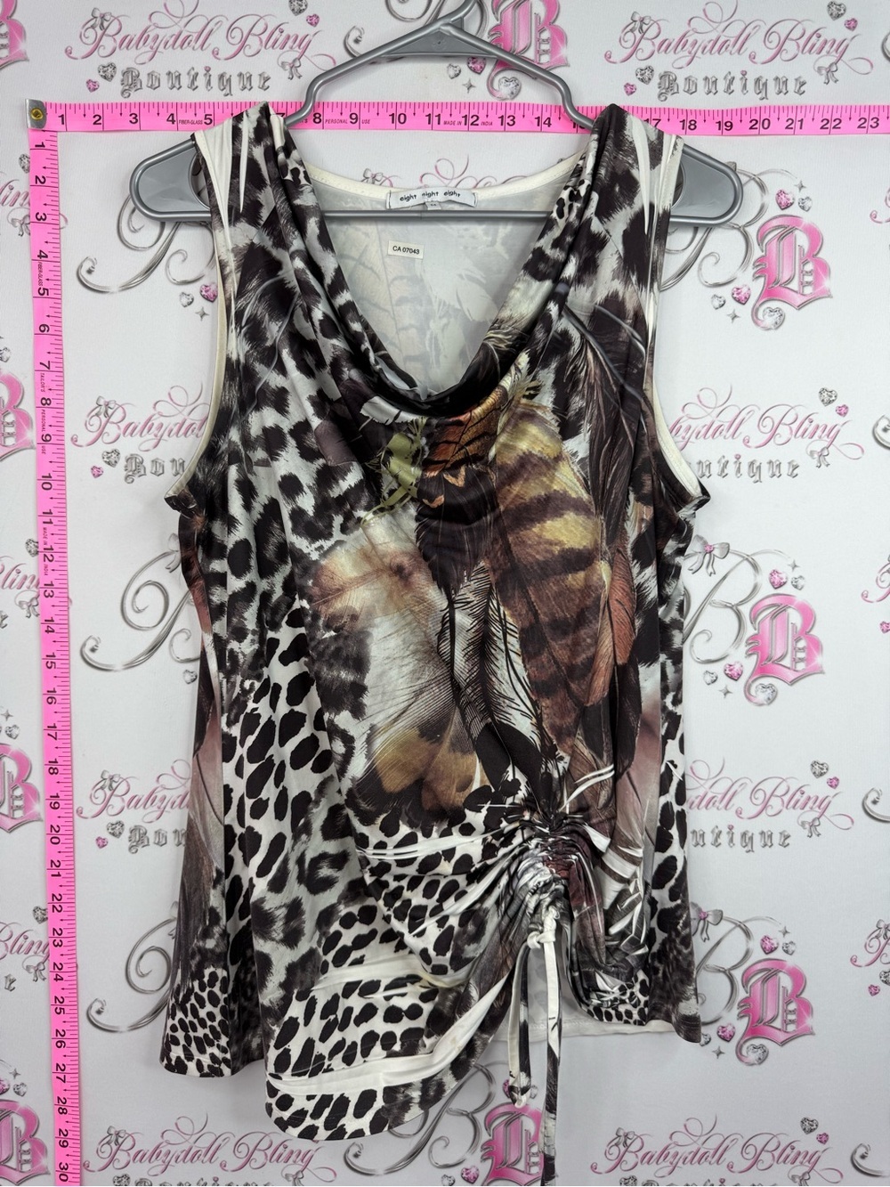 eight eight eight Animal & Feather Print Tank Top - Brown/Black/Cream